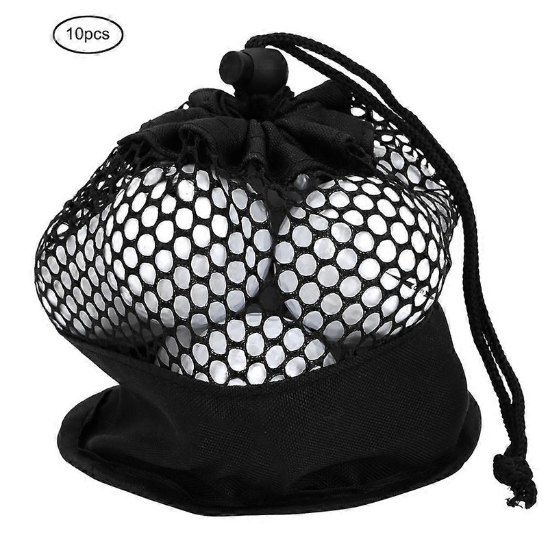 10PCS/ Pack Dual Layer Recycled White Golf Ball Training Practice Play Balls with Mesh Bag
