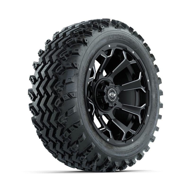 GTW Raven Ball Milled/Matte Black 14 in Wheels with 23×10.00-14 Rogue All Terrain Tires  Full Set
