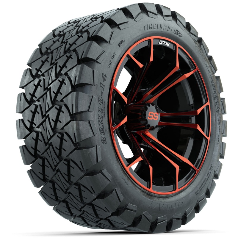 Set of (4) 14 in GTW Spyder Wheels with 22×10-14 GTW Timberwolf All-Terrain Tires PN# A19-569