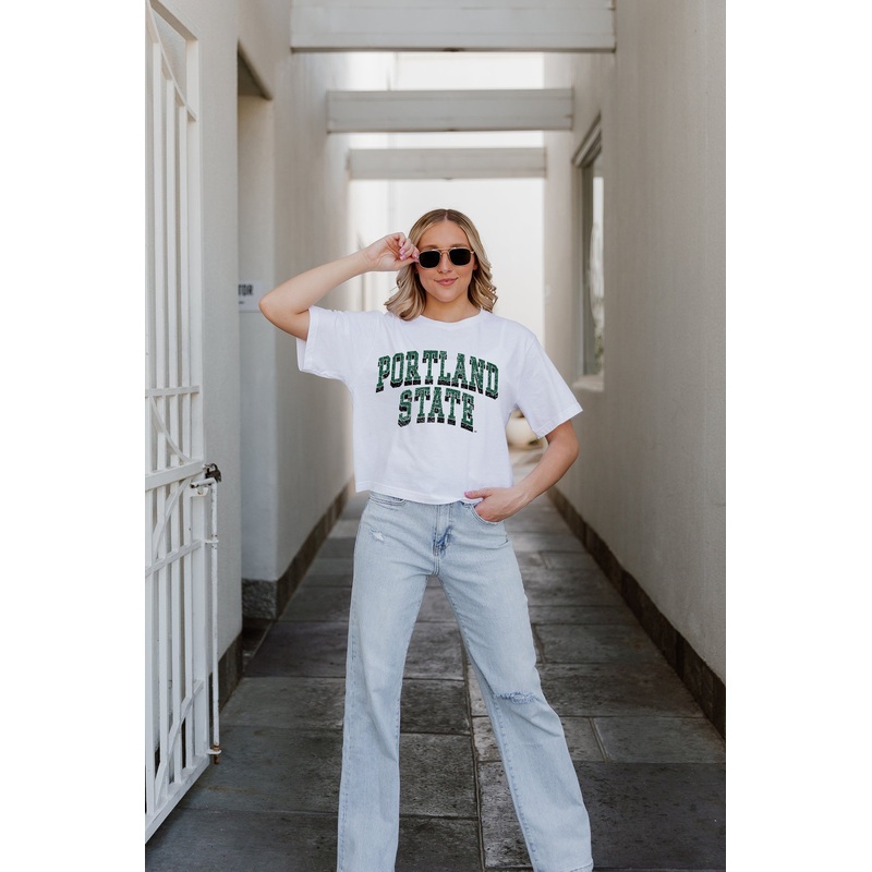 PORTLAND STATE VIKINGS Claim To Fame Boxy-Fit Crop Tee