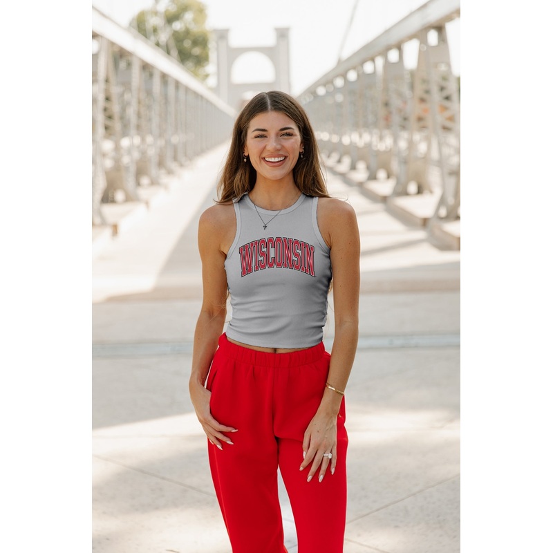 WISCONSIN BADGERS Well Played Ribbed Crop Tank By Madi Prewett Troutt