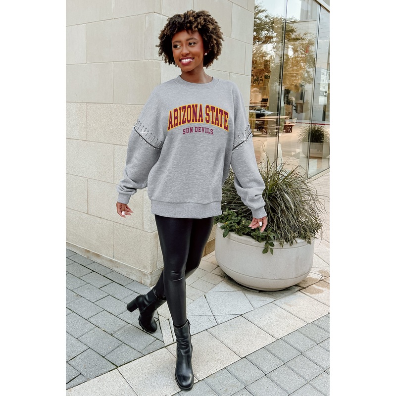 ARIZONA STATE SUN DEVILS COMPETITIVE EDGE JEWEL TRIM SLEEVE FLEECE PULLOVER