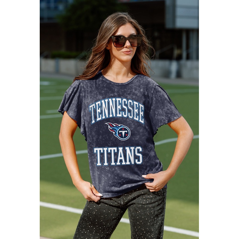 TENNESSEE TITANS VICTORY MODE FLUTTER SLEEVE TEE IN NAVY