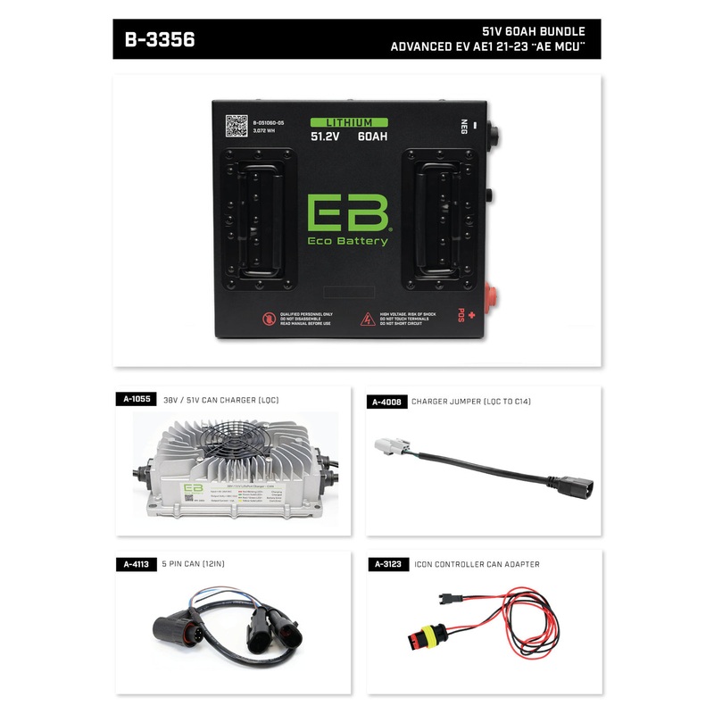 Advanced EV Advent 2022-2025 Eco Lithium 51v 60Ah Battery Bundle