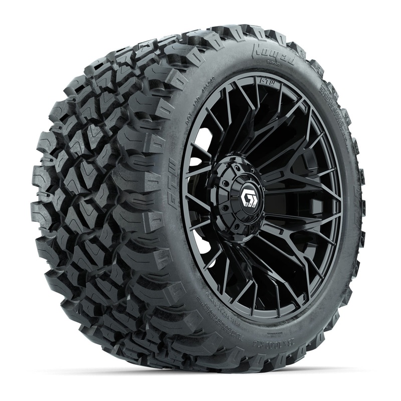 Set of (4) 14 in GTW Stellar Black Wheels with 23×10-R14 Nomad All-Terrain Tires PN# A19-780