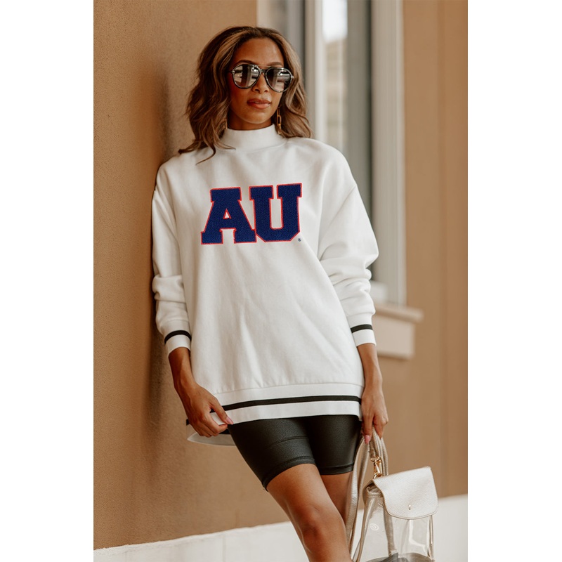 AUBURN TIGERS MOCK PULLOVER|S|M|L|XL|XXL|WHITE