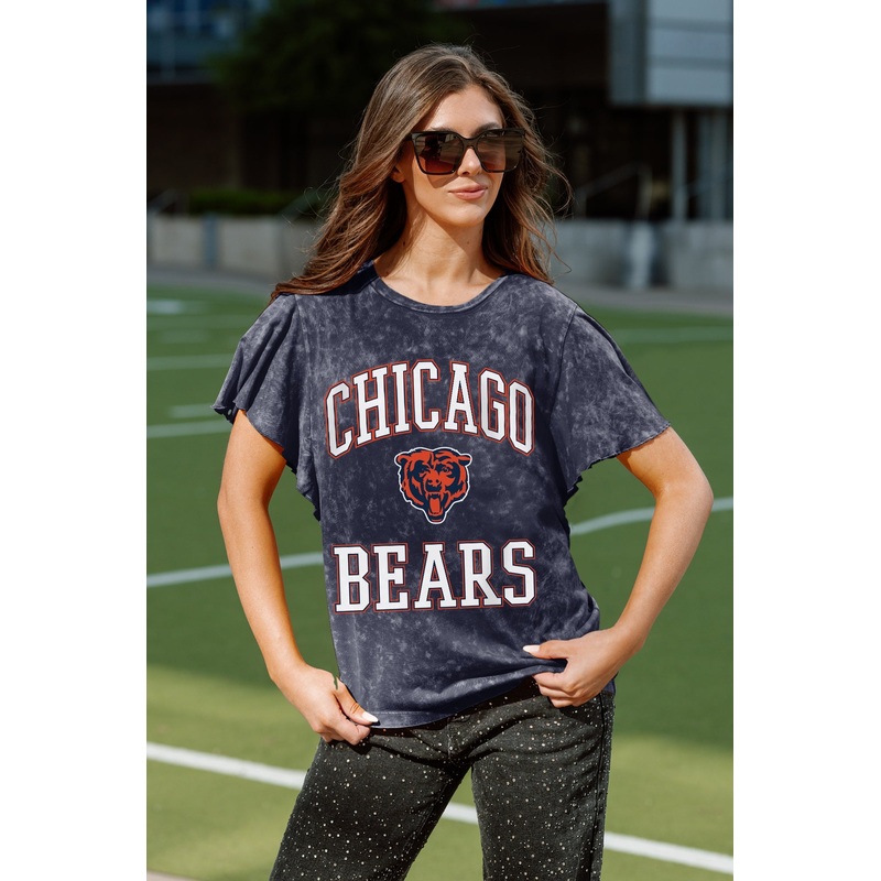 CHICAGO BEARS VICTORY MODE FLUTTER SLEEVE TEE IN NAVY
