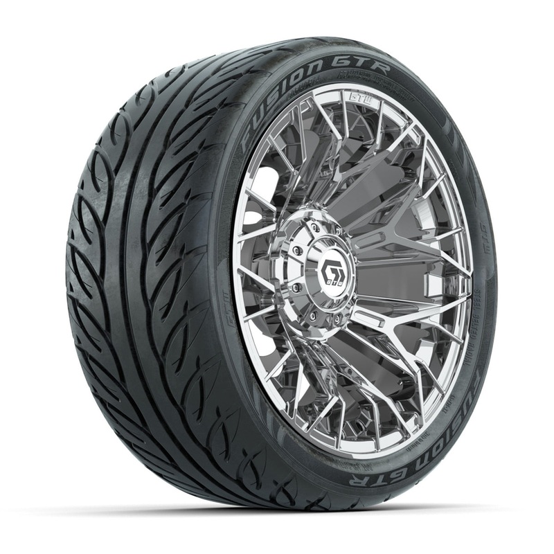 Set of (4) 14 in GTW Stellar Chrome Wheels with 205/40-R14 Fusion GTR Street Tires PN# A19-790