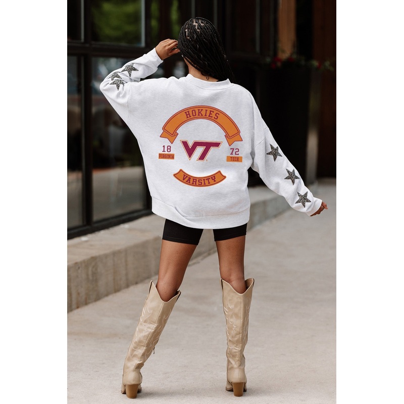 VIRGINIA TECH HOKIES Ready For It Star-Sleeve Crewneck Pullover