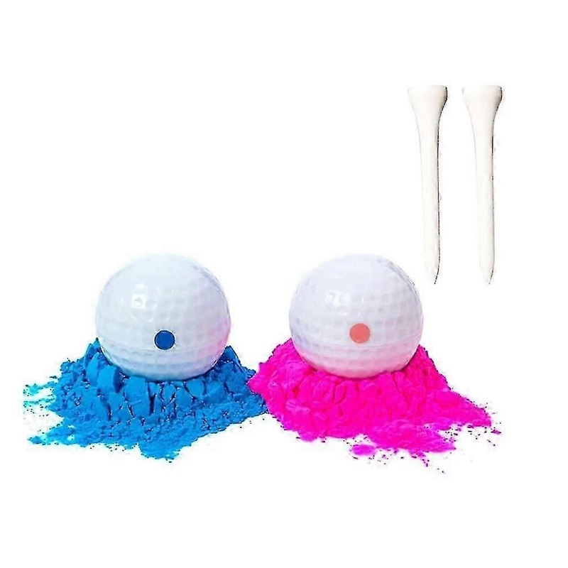 2Pcs Gender Reveal Golf Balls Exploding Golf Ball Set Blue and Pink Golf Ball Sports Themed Gender Reveal Ball With Powder well