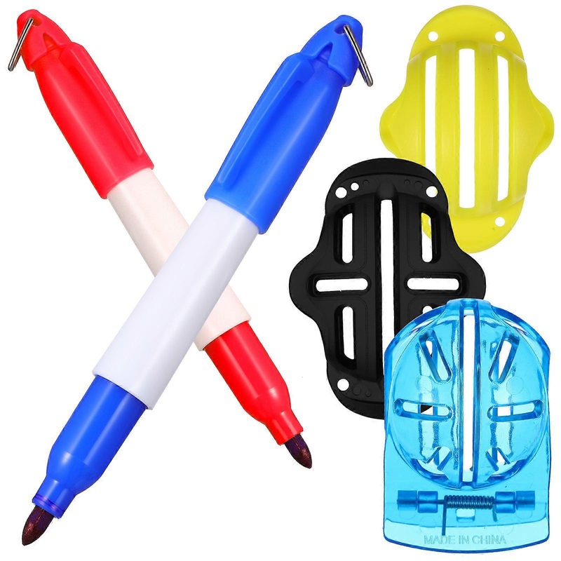 Golf Ball Marker Set with Sided Alignment Tool, Marker Pen, and Three Line Marker  Yellow  For All Skill Levels
