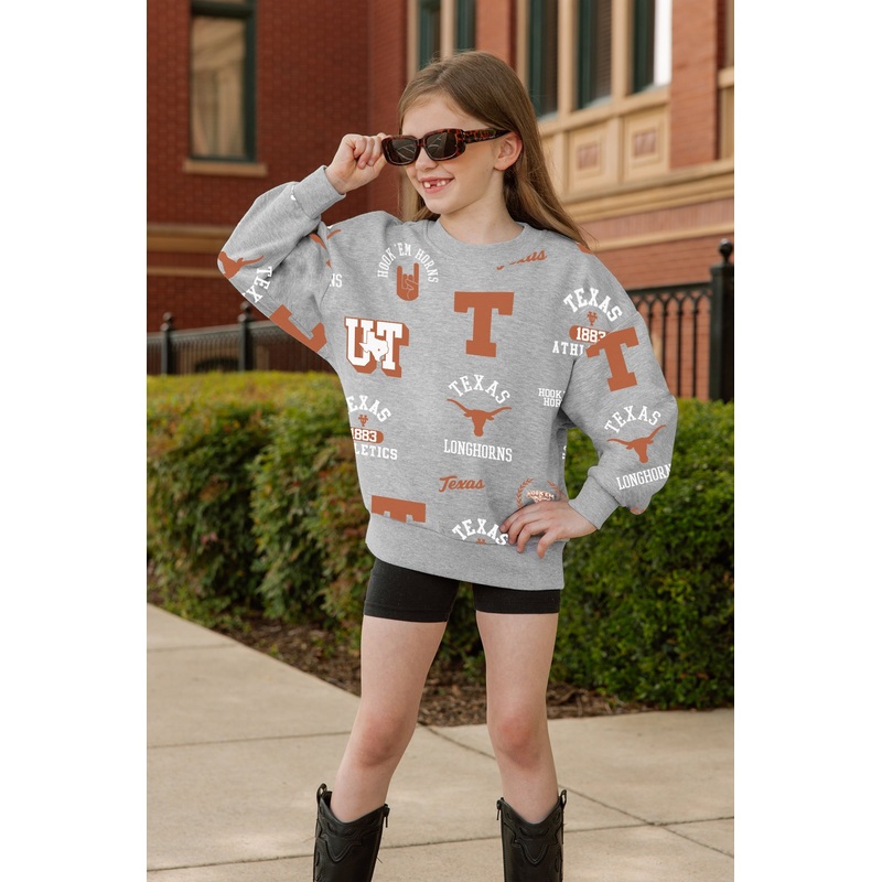TEXAS LONGHORNS ALWAYS ON REPEAT KIDS PREMIUM CREWNECK SWEATSHIRT
