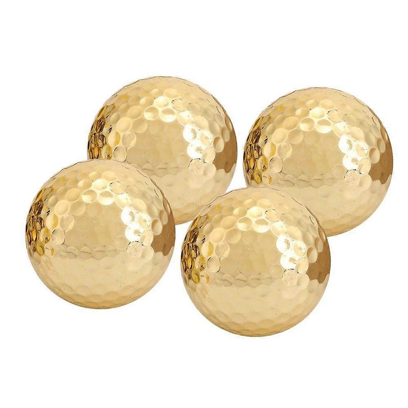 4Pcs Golf Ball Portable Gold Plating Golf Ball Double-Layer Construction Sports Practice Driving Range Balls