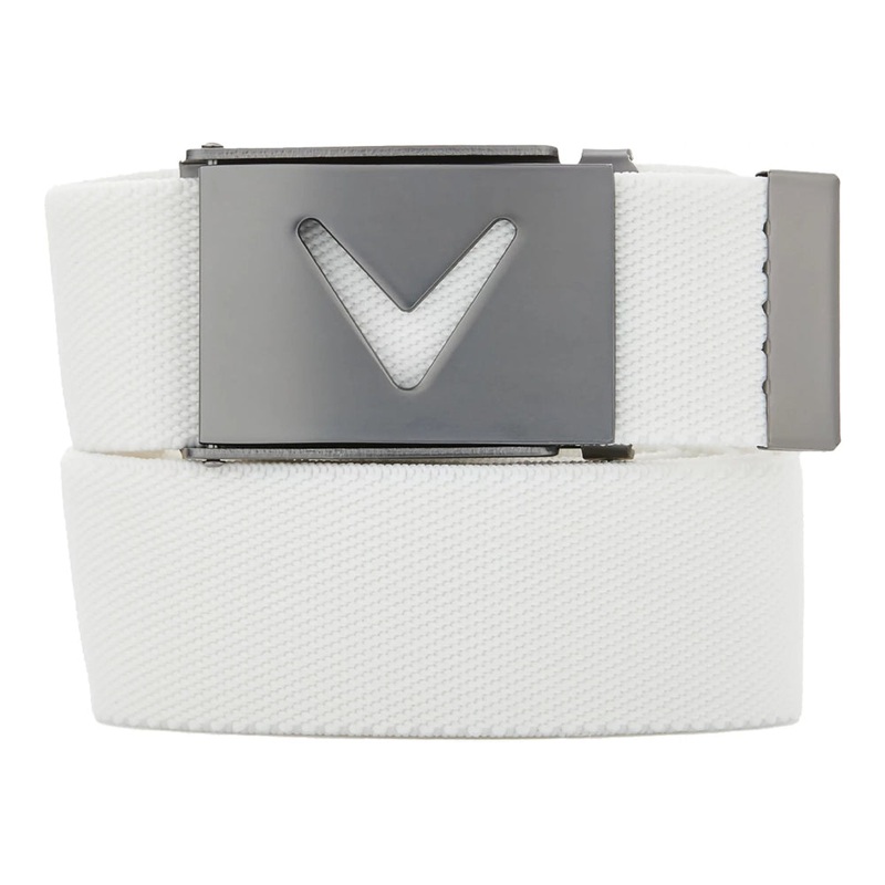Callaway V-Logo Web Golf Belt|Bright White|Caviar|Chinchilla|Griffin Grey|Peacoat