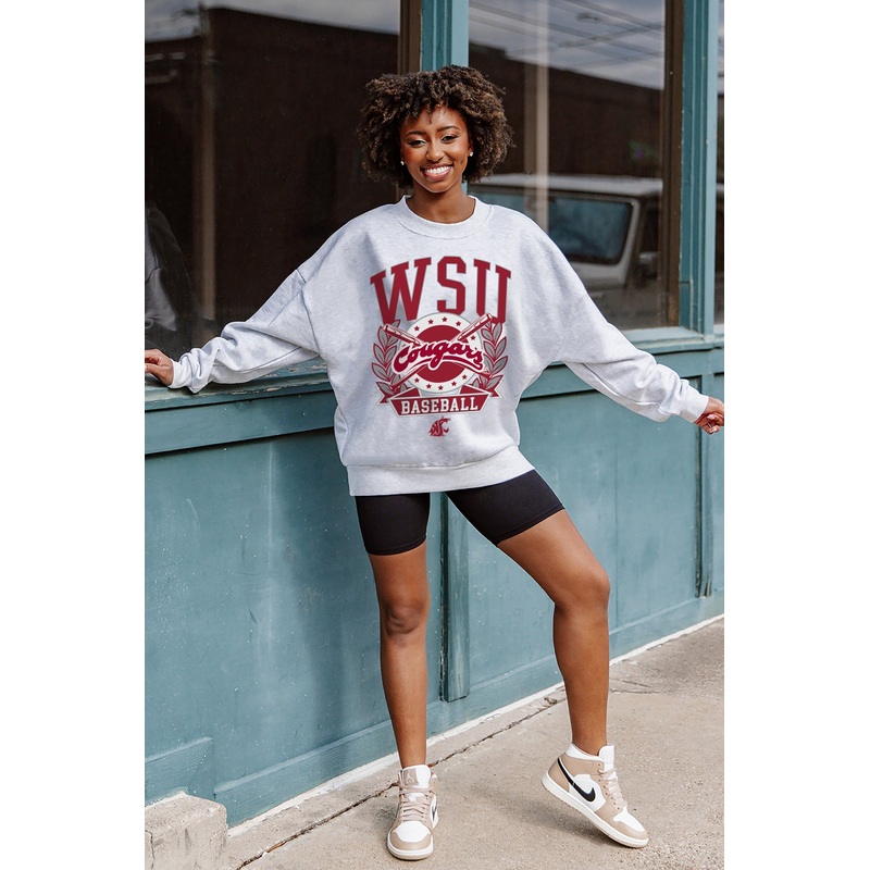 WASHINGTON STATE COUGARS Bases Loaded Fleece Drop-Shoulder Crew