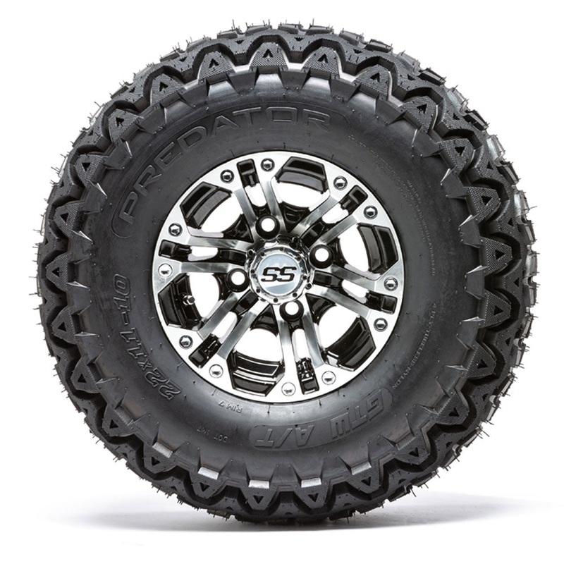 10 GTW Specter Black and Machined Wheels with 22 Predator A/T Tires  Set of 4 PN# A19-311