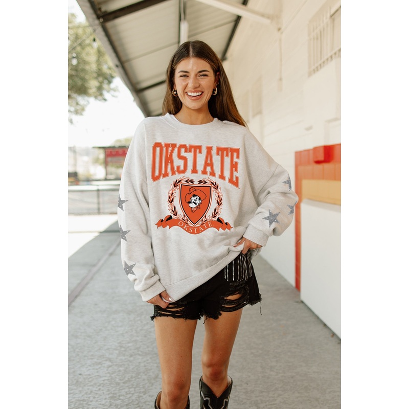 OKLAHOMA STATE COWBOYS Allstar Embellished Crew Pullover By Madi Prewett Troutt