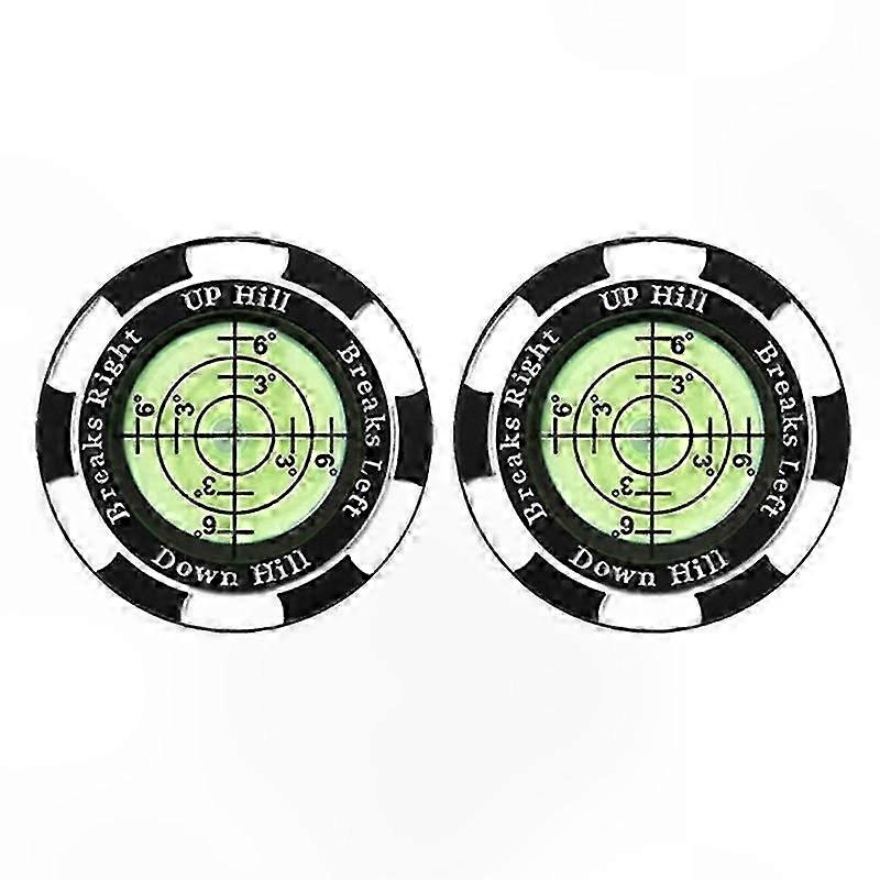 2-Pack Precision Golf Ball Markers with Portable Green Reader and Clip for Accurate Putting Practice