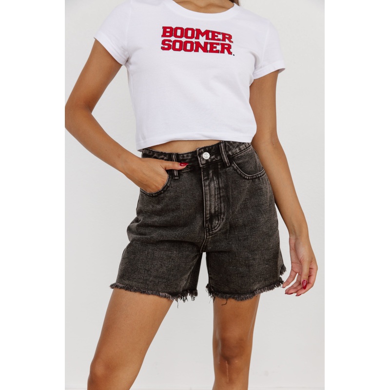 TIMELESS HIGH-WAIST SHORTS IN BLACK DENIM