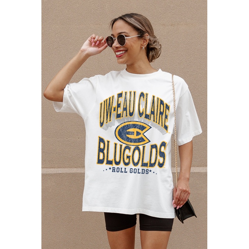 WISCONSIN-EAU CLAIRE BLUGOLDS Shakedown Oversized Crewneck Tee