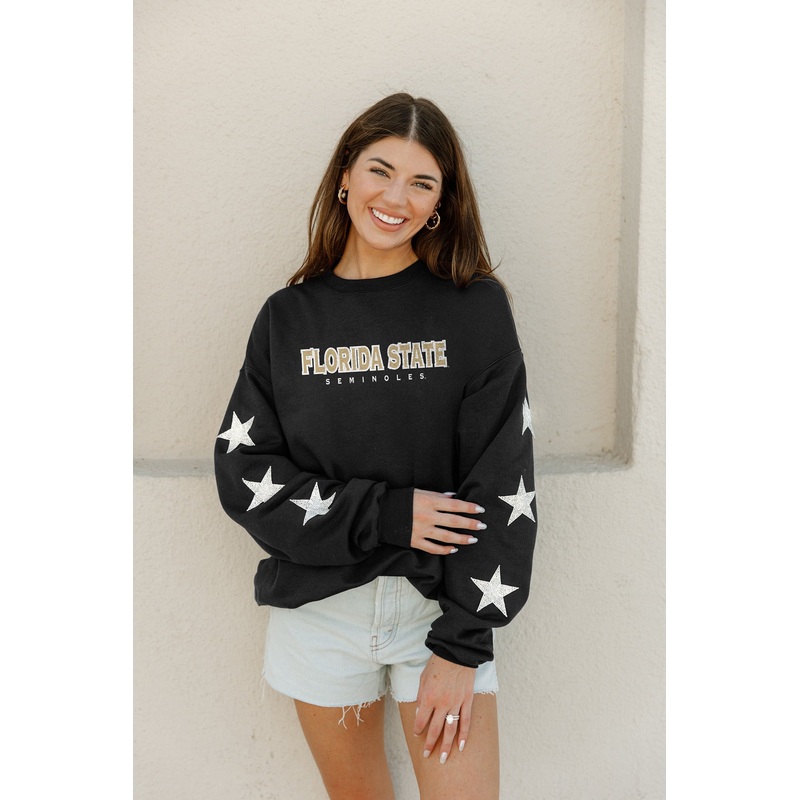 FLORIDA STATE SEMINOLES Six Stars Embellished-Sleeve Pullover By Madi Prewett Troutt