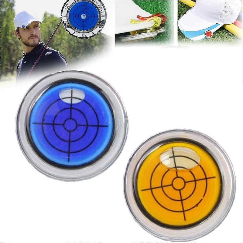 Golf Trainer – Round Cap Clip with Magnetic Golf Ball Markers for Hats, Bubble Level Golf Ball Marker, Portable Aiming Marker for Golf