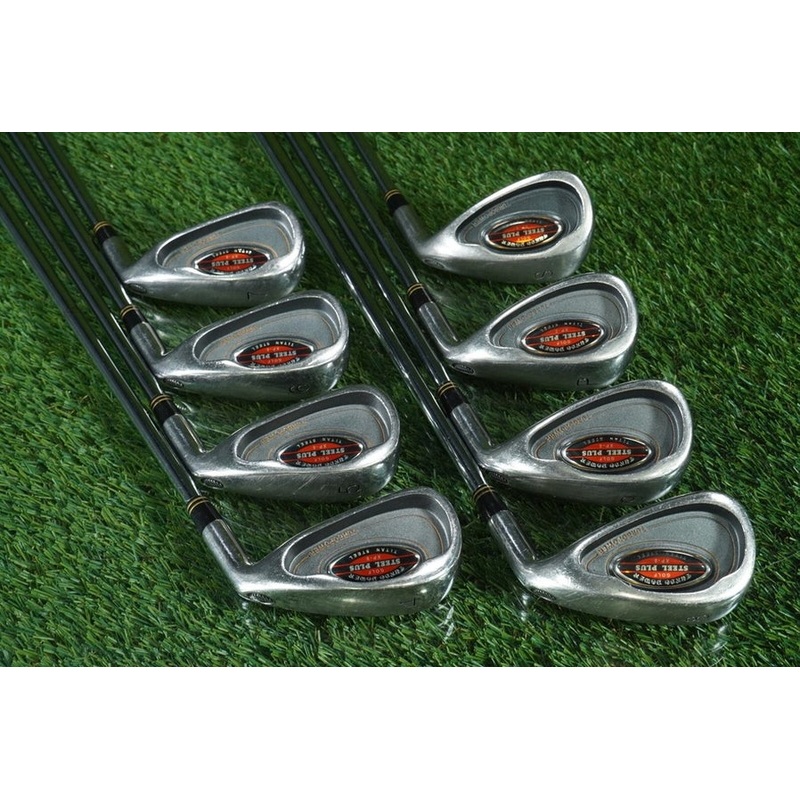 TURBO POWER GOLF STEEL PLUS XP-8 IRONS SET 4-SW, MENS REGULAR FLEX PRECISION RH