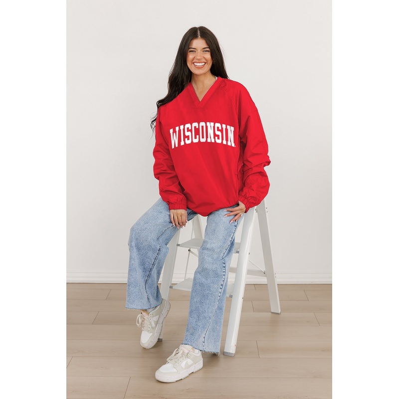 WISCONSIN BADGERS Victory Bound V-Neck Wind Shirt By Madi Prewett Troutt