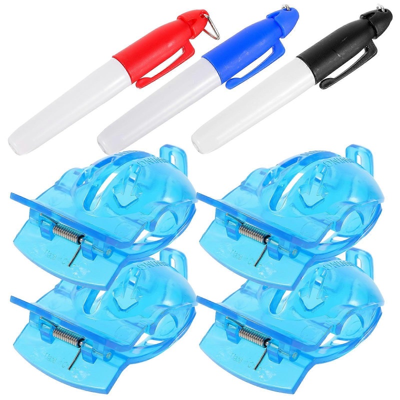 The **Golf Ball Marker with Spring Clips and Alignment Pen** is a handy tool designed to assist golfers in marking their ball’s position on the green