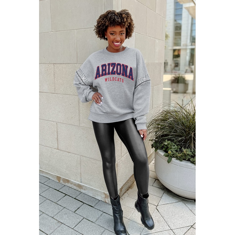 ARIZONA WILDCATS COMPETITIVE EDGE JEWEL TRIM SLEEVE FLEECE PULLOVER