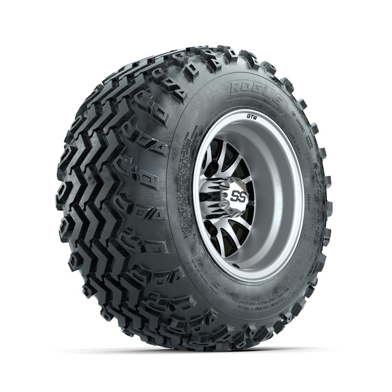 GTW Medusa Machined/Black 10 in Wheels with 20×10.00-10 Rogue All Terrain Tires  Full Set