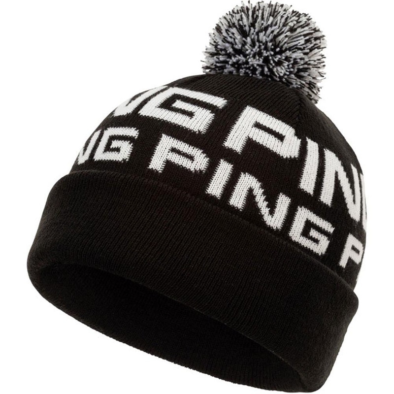 Ping Logo Bobble Beanie|Black White
