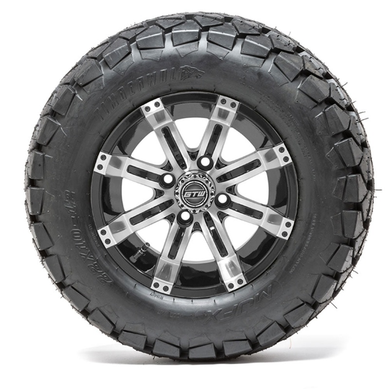 12 GTW Tempest Black and Machined Wheels with 22 Timberwolf Mud Tires  Set of 4 PN# A19-356