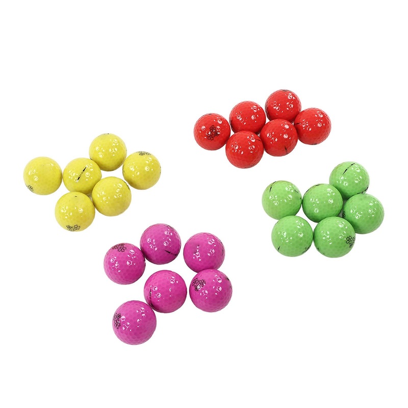 24Pcs Golf Ball Set Rubber Colorful Good Resilience 2 Layer Golf Ball for Women Entry Level Players B153