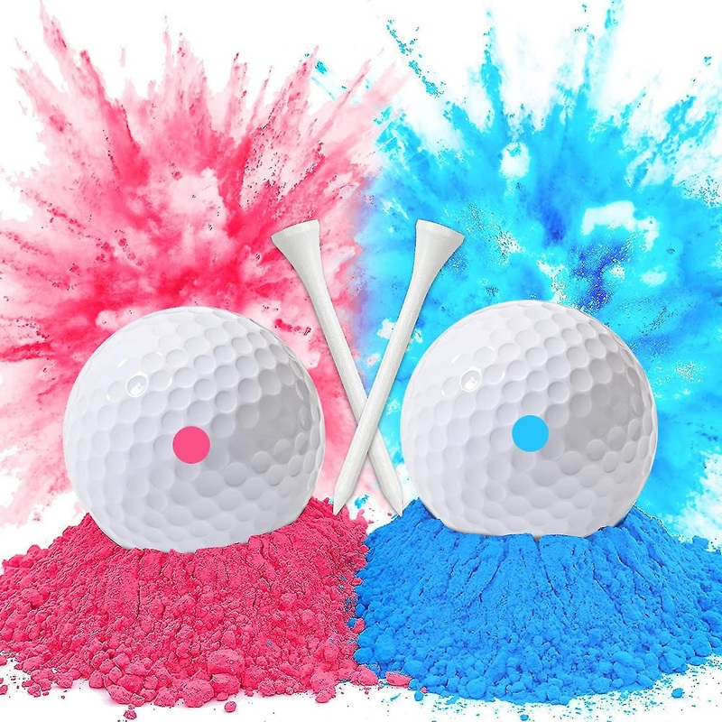 Gender Reveal Golf Ball (1 Pink Ball And 1 Blue Ball, 2 Golf Tees) For Gender Reveal Baby Shower Smoke Bomb Exploding Gender