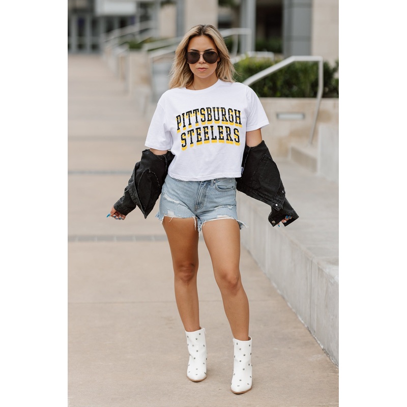 PITTSBURGH STEELERS Claim To Fame Boxy-Fit Crop Tee