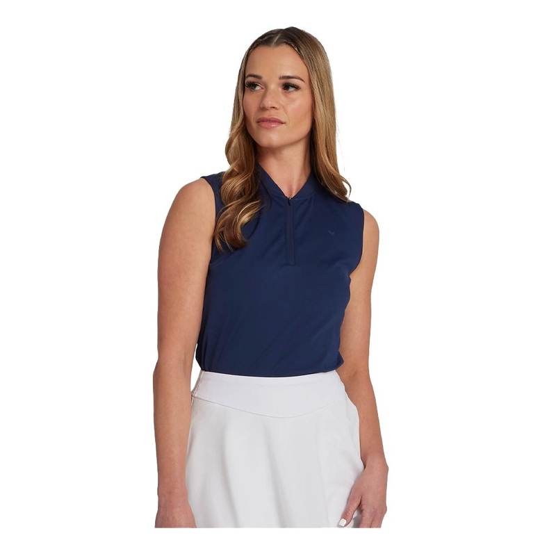 Bad Birdie Women’s Dark Navy Blade Collar Sleeveless Golf Polo
