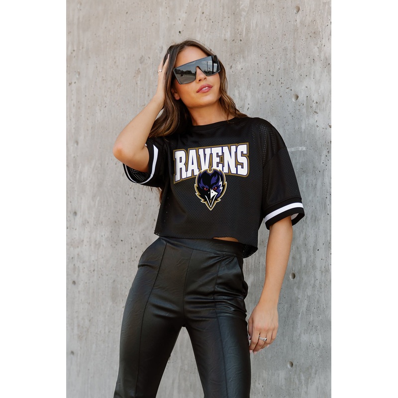 BALTIMORE RAVENS Automatic Down Lightweight Striped Sleeve Top