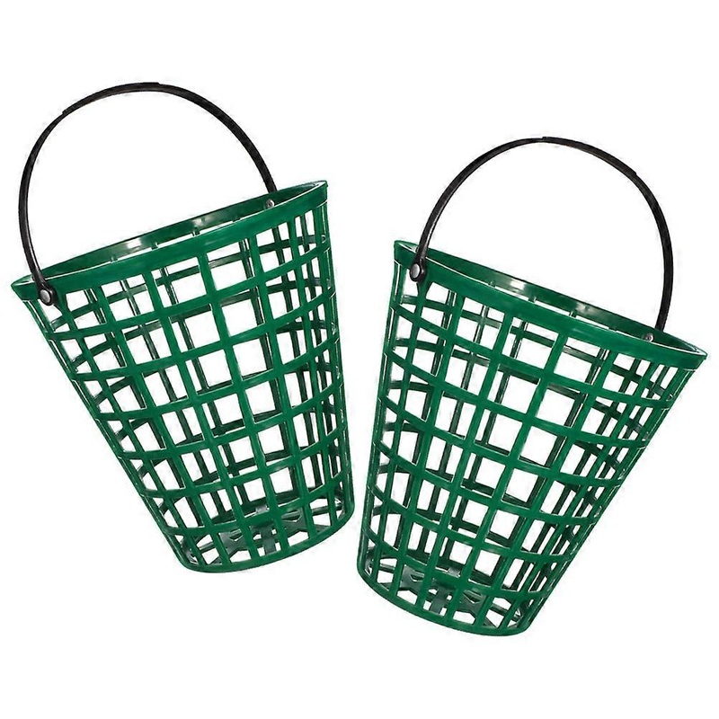 Portable Golf Ball Holder Basket for Yard Made of Plastic in Green Color with Large Capacity to