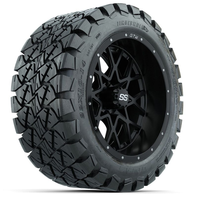 Set of (4) 14 in GTW Vortex Wheels with 22×10-14 GTW Timberwolf All-Terrain Tires PN# A19-438