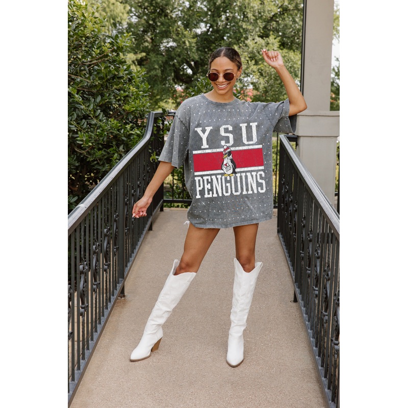 YOUNGSTOWN STATE PENGUINS On The Ball Mini Rhinestone Tee