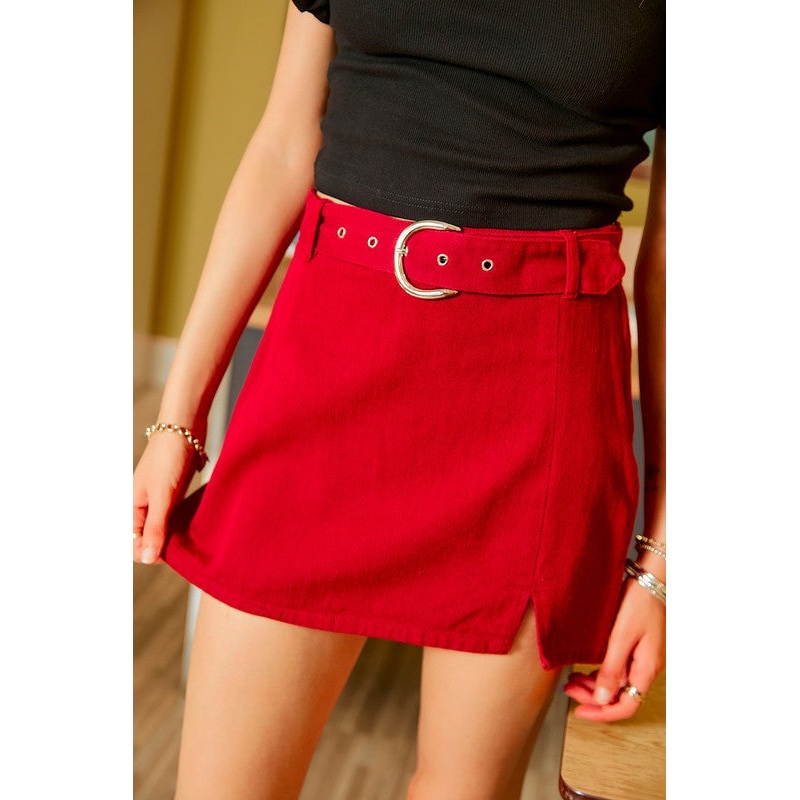 BUCKLE BEAUTY SKIRT IN RED|SMALL|MEDIUM|LARGE